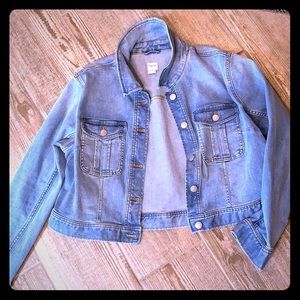 J Crew Factory Cropped Light Blue Denim Jacket, XL